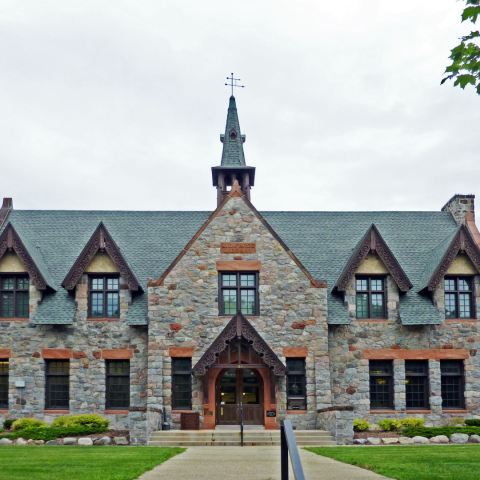 Library Building Front view from sidewalk