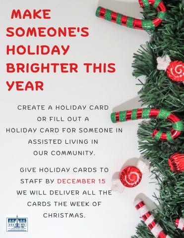 Holiday Cards for Assisted Living Residents in our Community